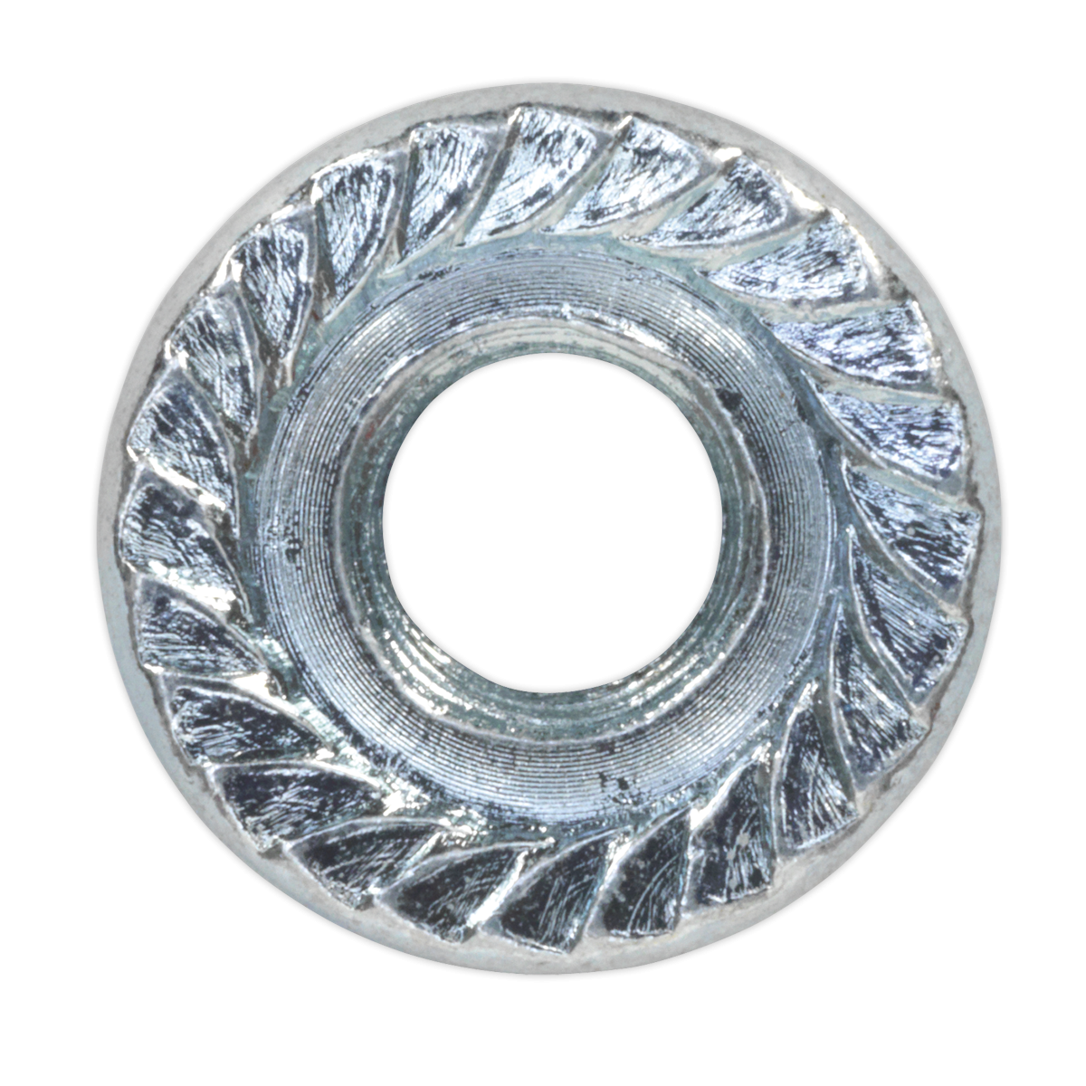 Sealey FN6 Zinc Plated Serrated Flange Nut M6 - Pack of 100