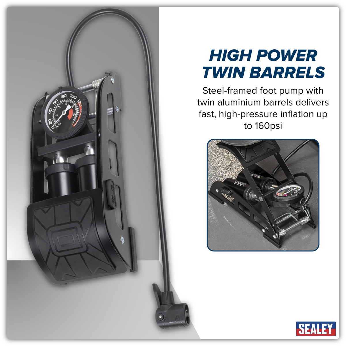 Sealey FP6 Twin Barrel Foot Pump