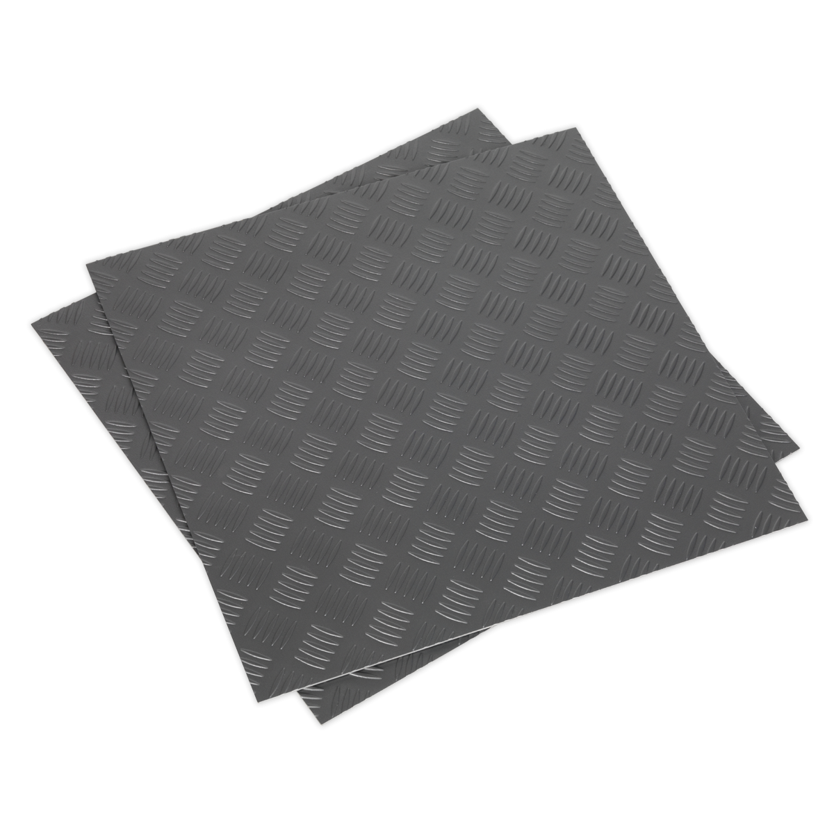 Sealey FT1S Vinyl Floor Tile with Peel & Stick Backing Silver Treadplate - Pack of 16