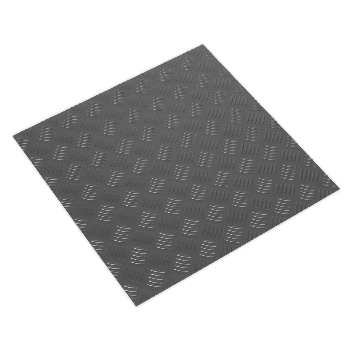 Sealey FT1S Vinyl Floor Tile with Peel & Stick Backing Silver Treadplate - Pack of 16