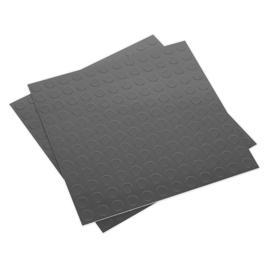 Sealey FT2S Vinyl Floor Tile with Peel & Stick Backing Silver Coin - Pack of 16
