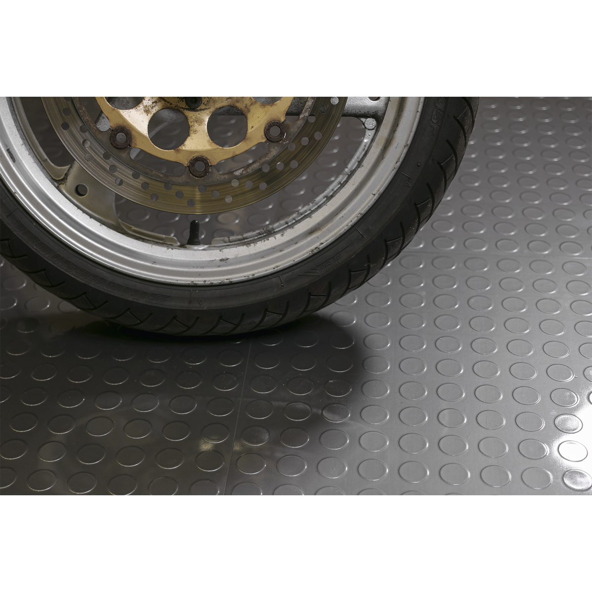 Sealey FT2S Vinyl Floor Tile with Peel & Stick Backing Silver Coin - Pack of 16