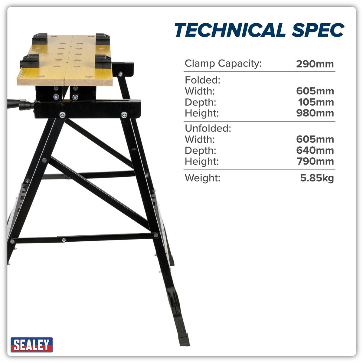 Sealey FWB3 Tilt & Clamp Folding Workbench