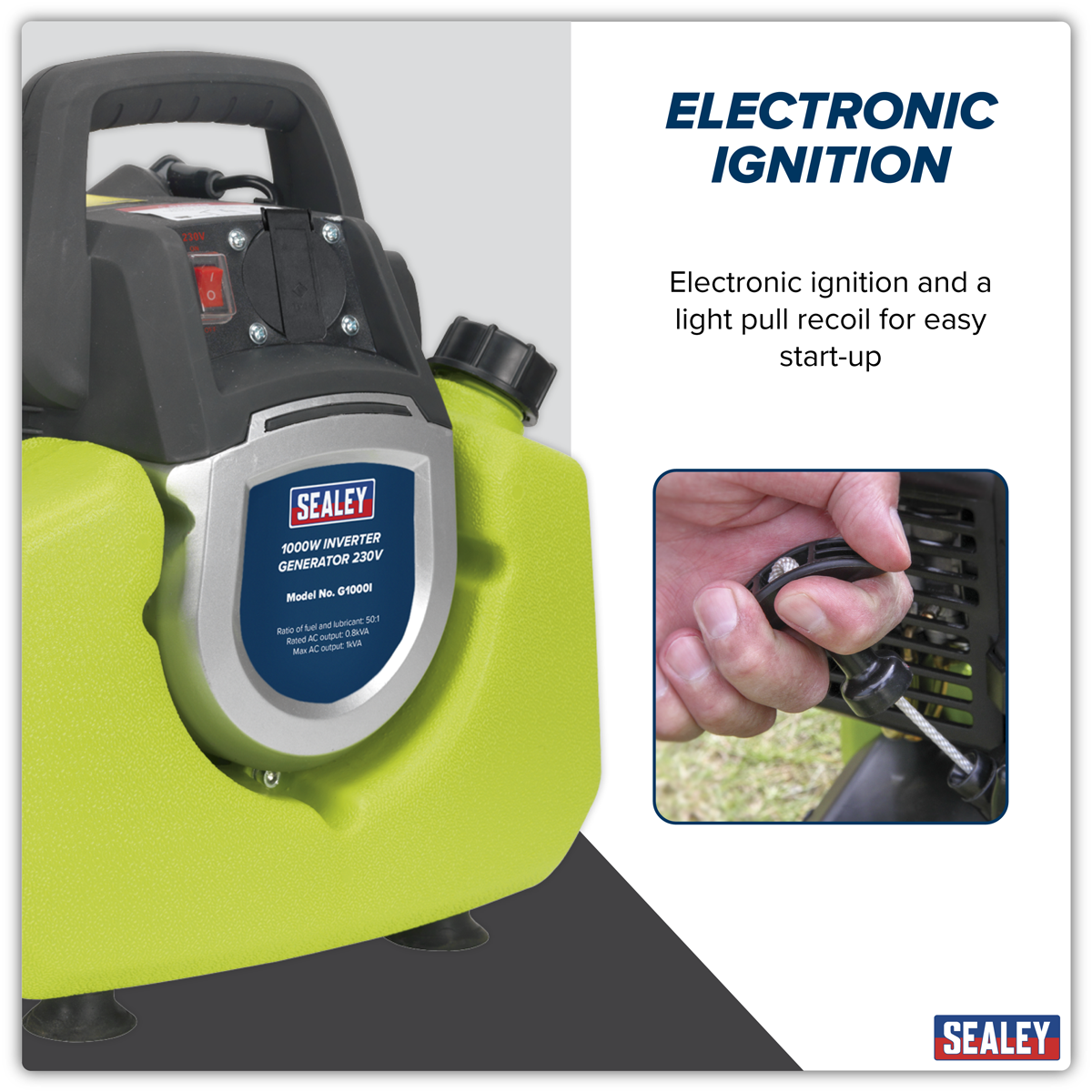 Sealey G1000I 1000W Inverter Generator 2-Stroke Engine 230V