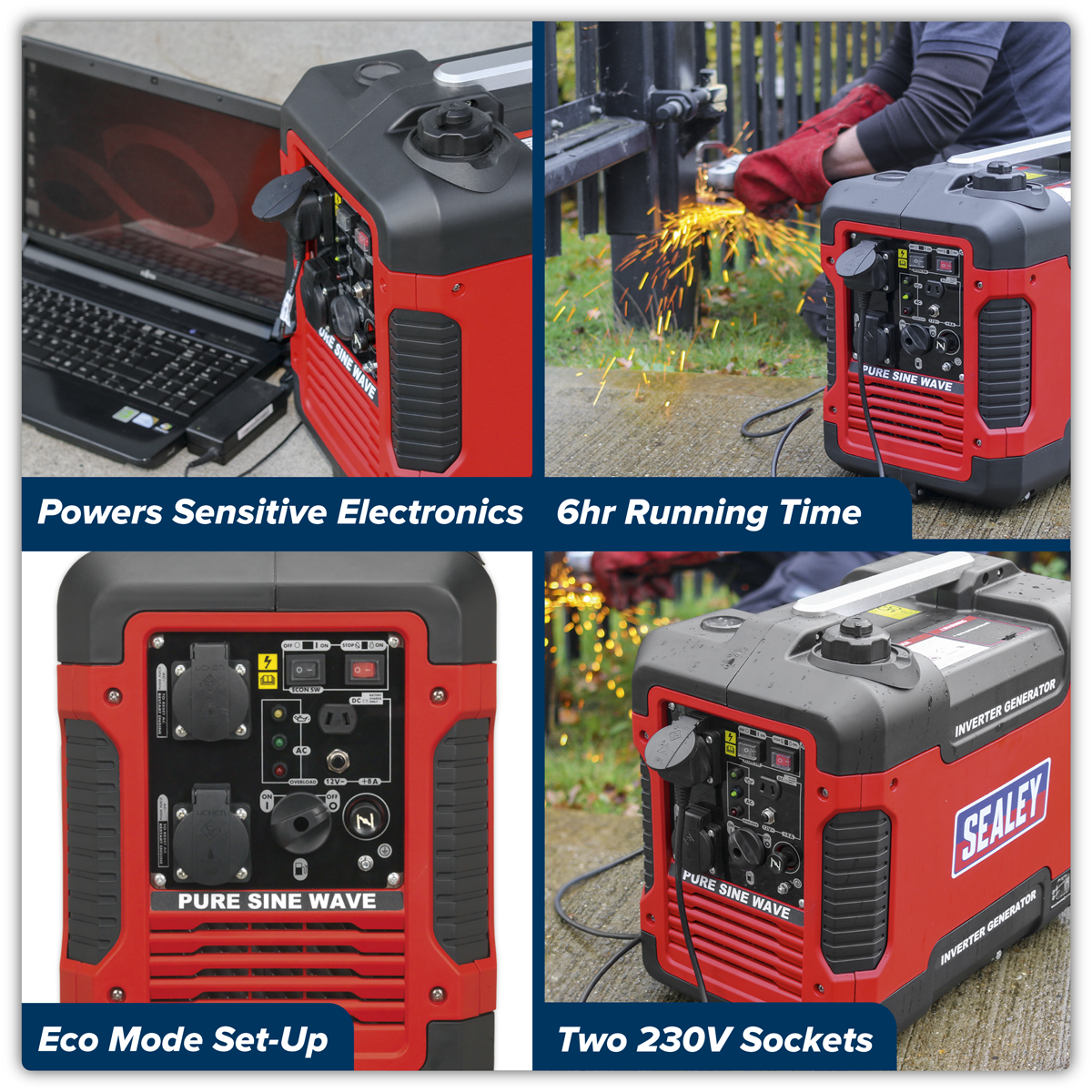 Sealey G2000I 2000W Inverter Generator 4-Stroke Engine 230V