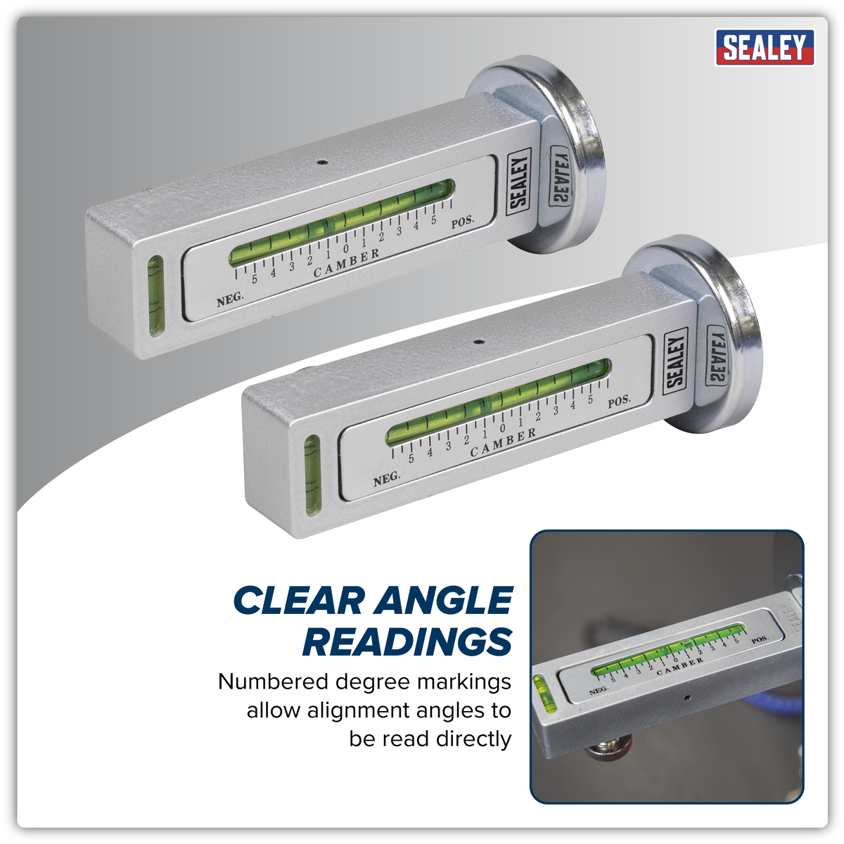 Sealey GA47 Magnetic Camber/Castor Gauge 2pc