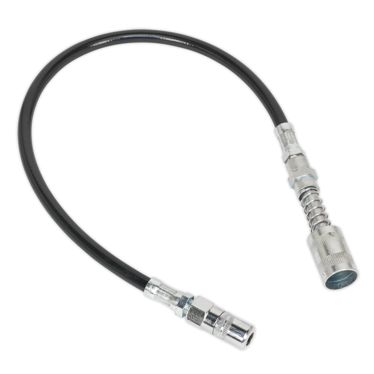 Sealey GGSF450 Flexible Rubber Grease Gun Delivery Hose with 4-Jaw Connector & Quick Release Coupling 450mm