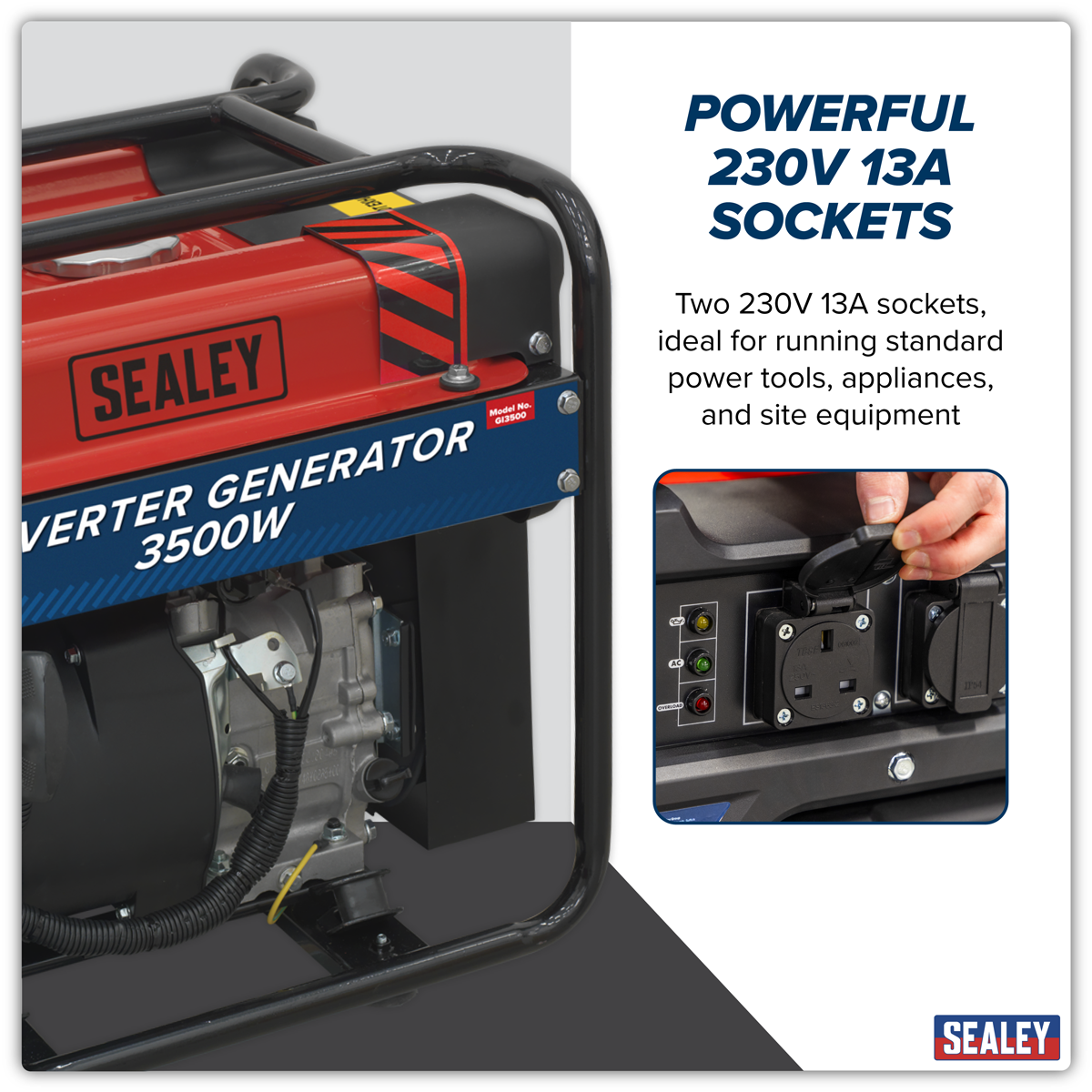 Sealey GI3500 3500W Inverter Generator 4-Stroke Engine 230V