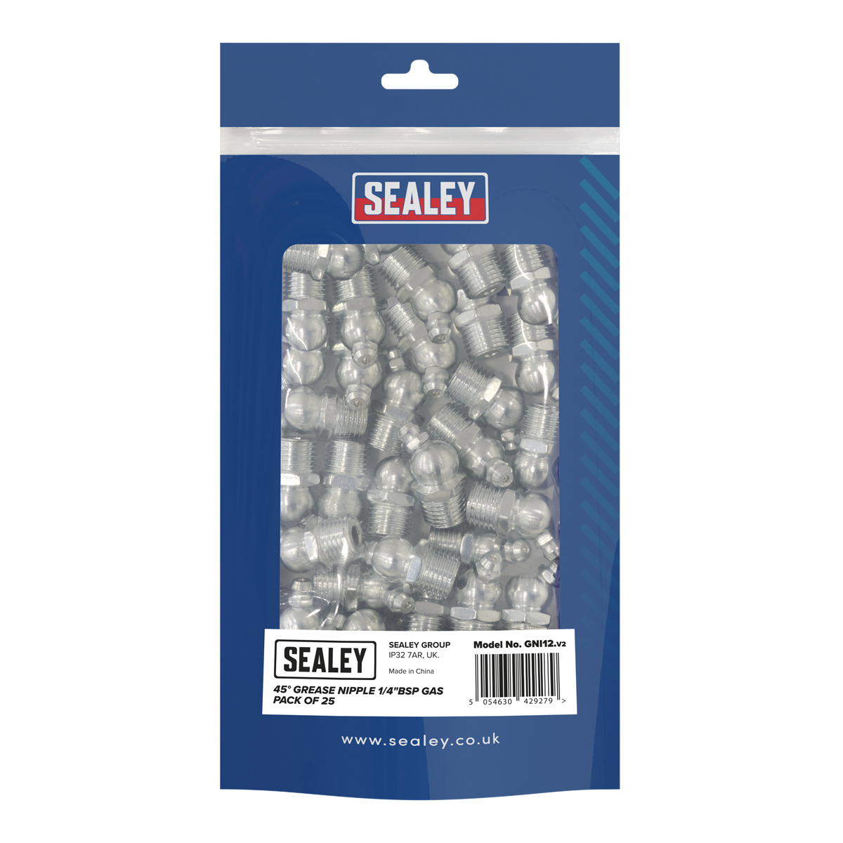Sealey GNI12 45° Grease Nipple 1/4"BSP Gas - Pack of 25