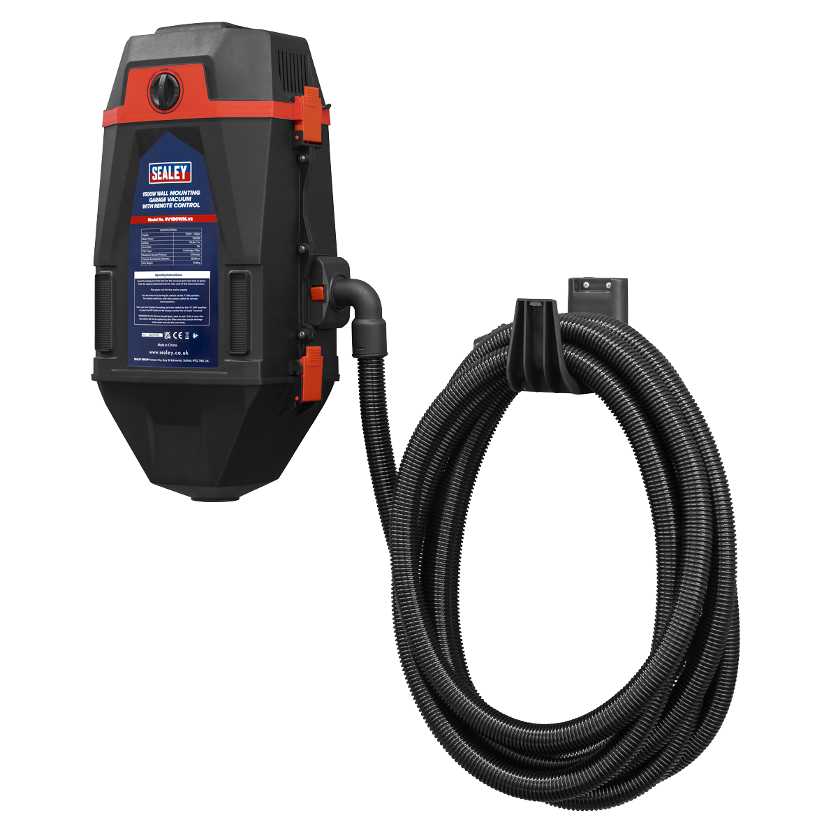 Sealey GV180WM Wall Mounting Garage Vacuum with Remote Control 1200W/230V