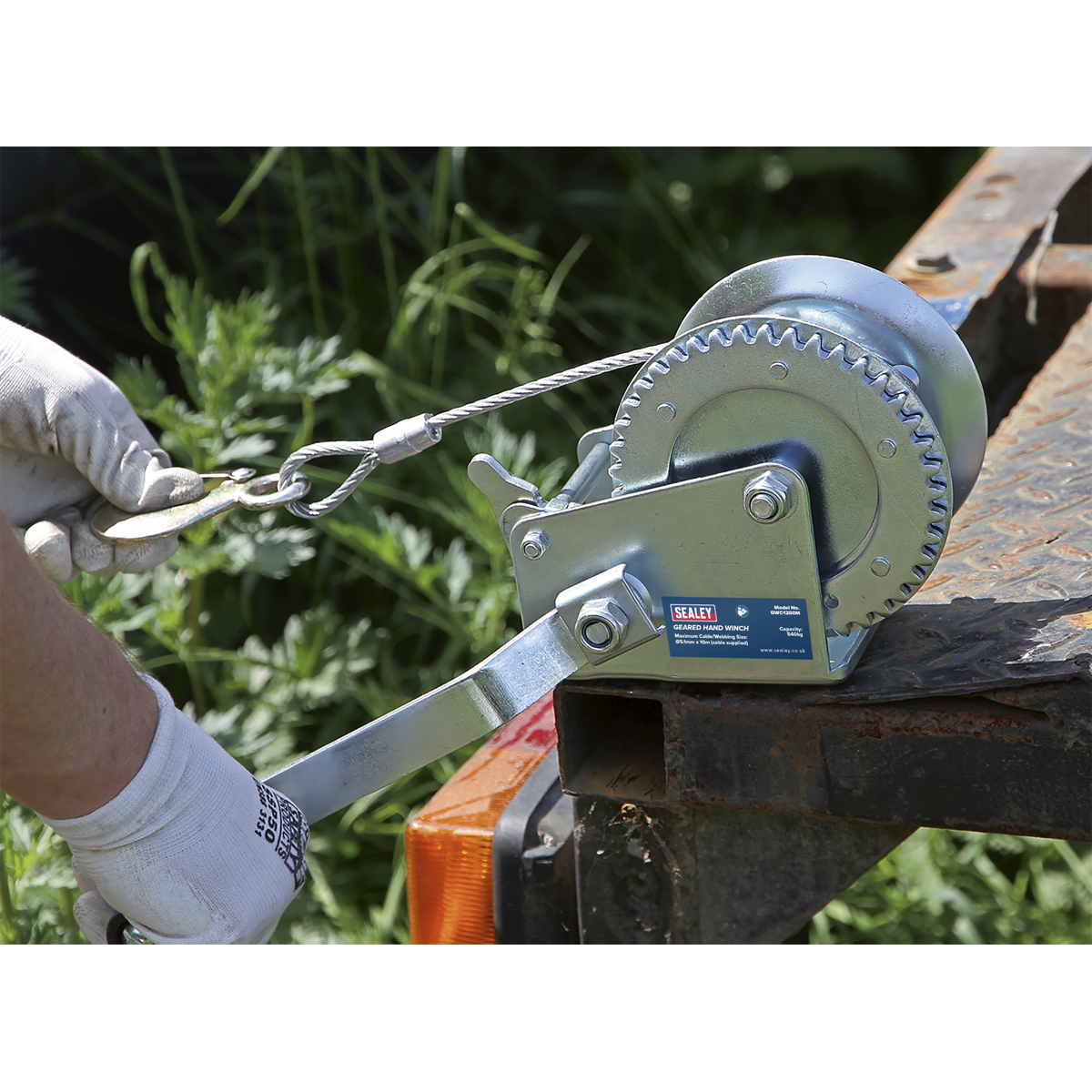 Sealey GWC1200M Geared Hand Winch with Cable 540kg Capacity
