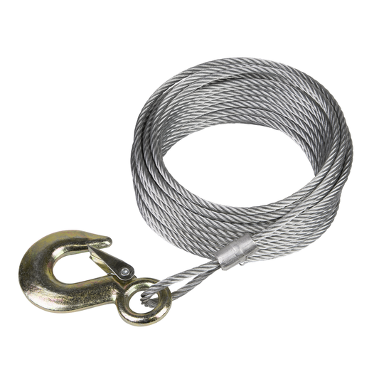 Sealey GWEC12 Winch Cable/Wire Rope with Forged Hook 5.1mm x 10m 810kg Breaking Strength