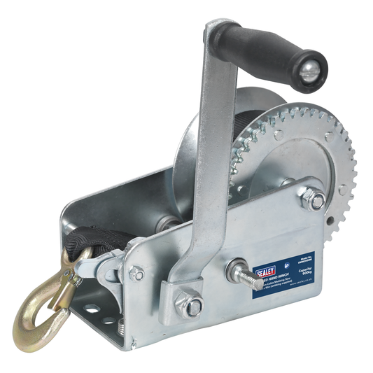 Sealey GWW2000M Geared Hand Winch with Webbing Strap 900kg Capacity