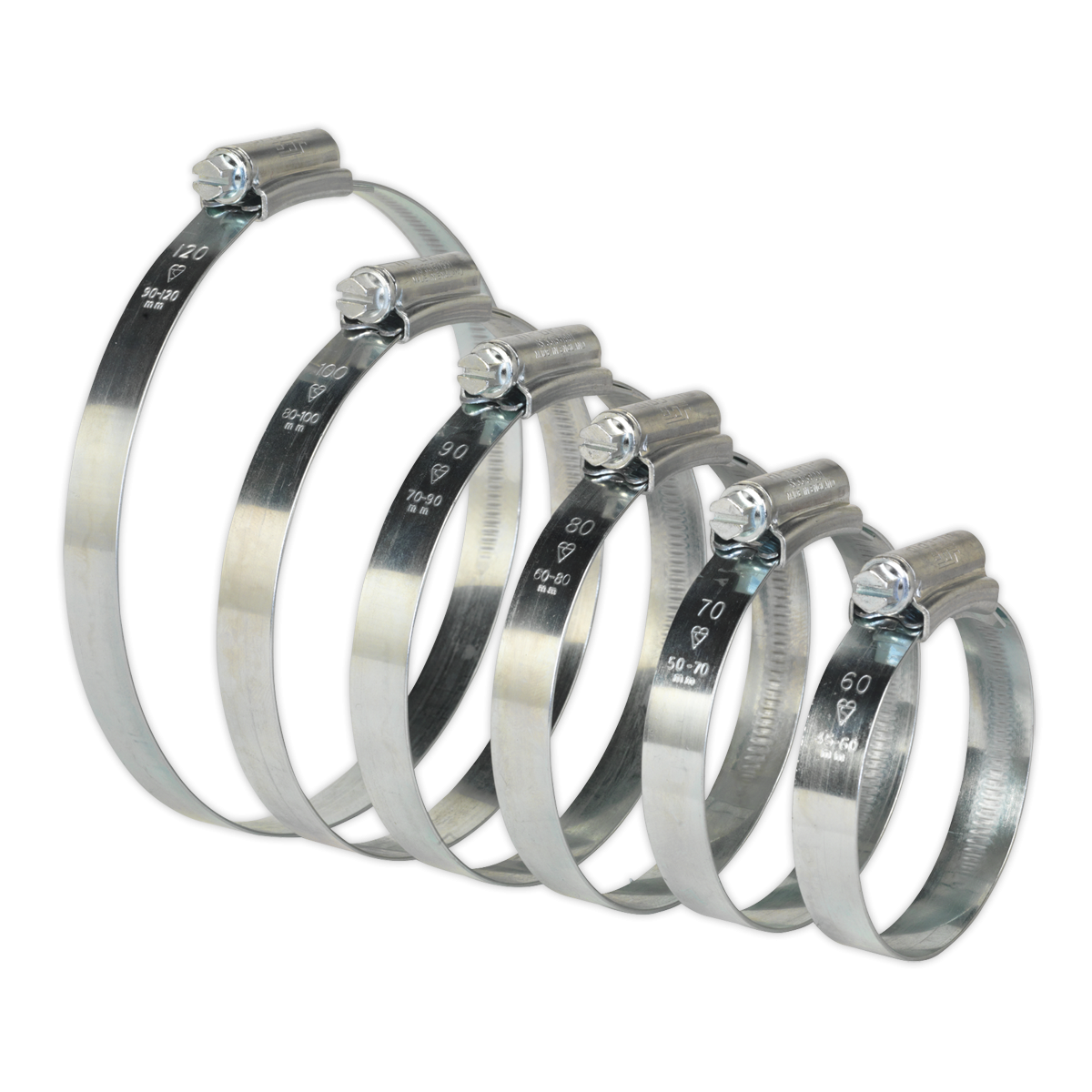 Sealey HCJ26A HI-GRIP® Zinc Plated Hose Clip Assortment 45-160mm 26pc