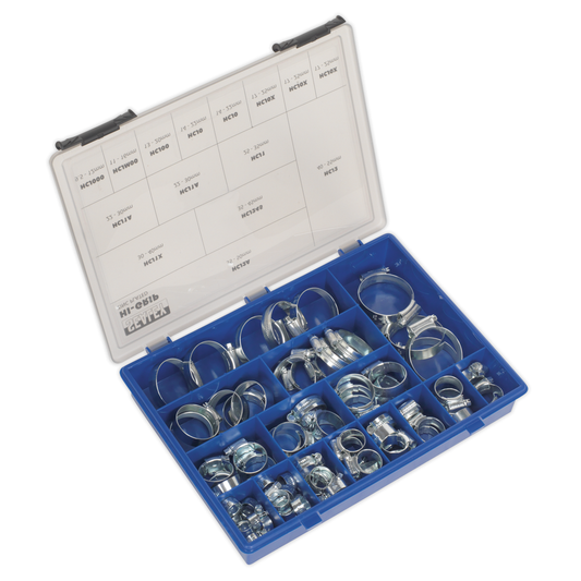Sealey HCJ85AC HI-GRIP® Zinc Plated Hose Clip Assortment 9.5-55mm 81pc