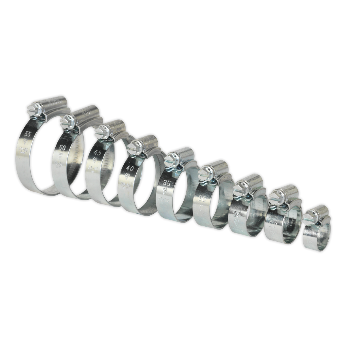 Sealey HCJ85A HI-GRIP® Zinc Plated Hose Clip Assortment 9.5-55mm 85pc