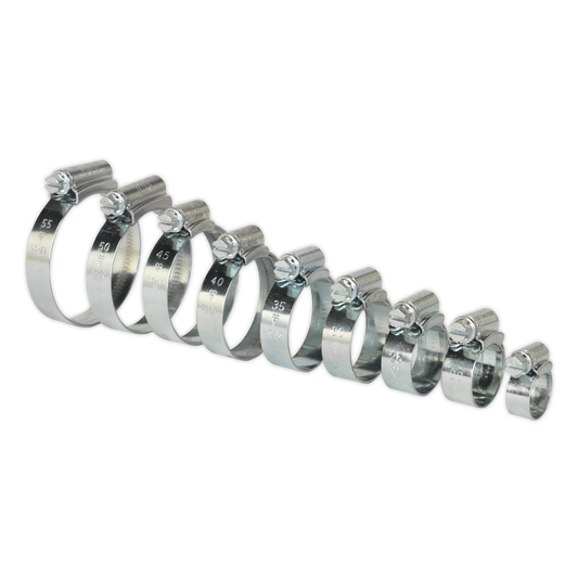 Sealey HCJ85A HI-GRIP® Zinc Plated Hose Clip Assortment 9.5-55mm 85pc