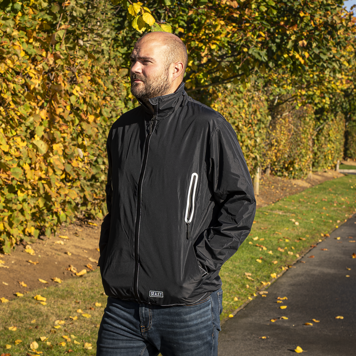 Sealey HJ03KIT 5V Heated Rain Jacket with Power Bank 10Ah - Large