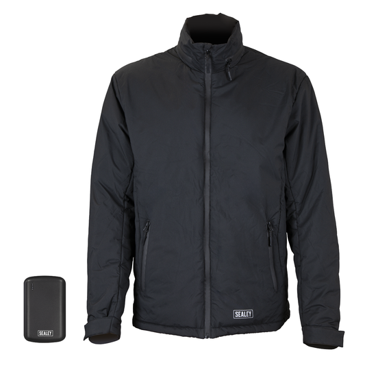 Sealey HJ03KIT 5V Heated Rain Jacket with Power Bank - Large