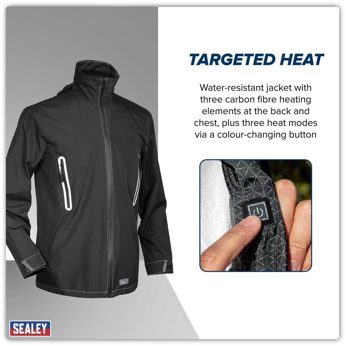 Sealey HJ06KIT 5V Heated Rain Jacket with Power Bank 20Ah - Medium