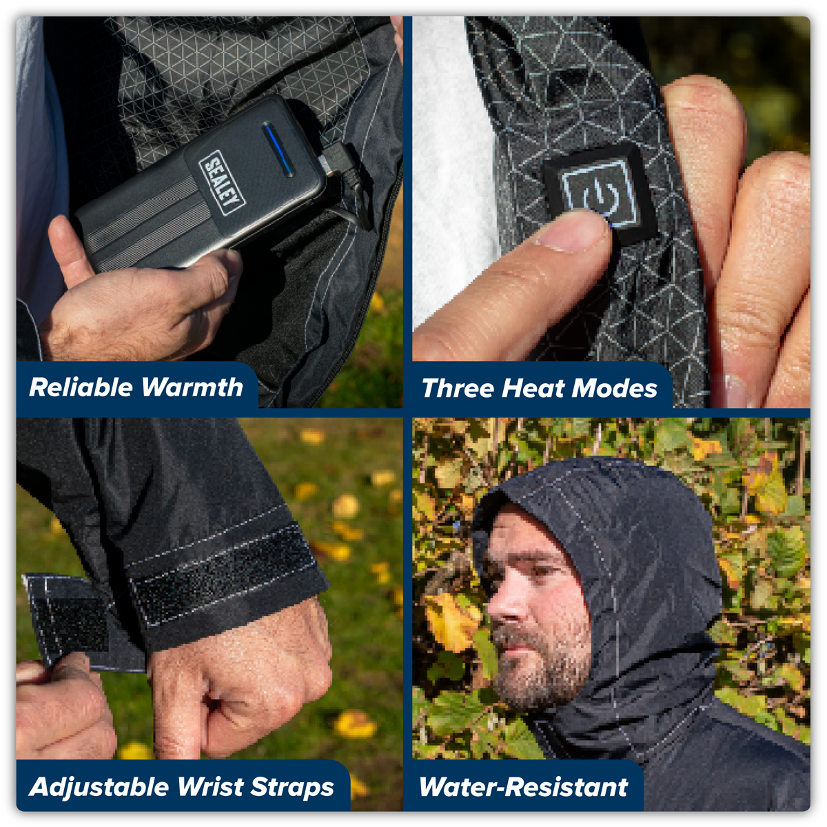 Sealey HJ06KIT 5V Heated Rain Jacket with Power Bank 20Ah - Medium