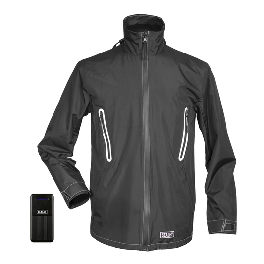 Sealey HJ06KIT 5V Heated Rain Jacket with Power Bank 20Ah - Medium