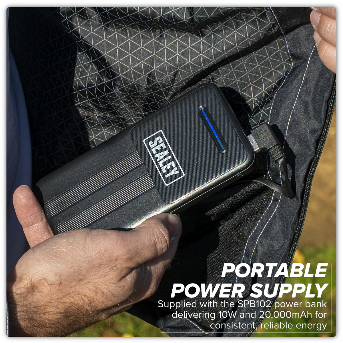 Sealey HJ08KIT 5V Heated Rain Jacket with Power Bank 20Ah - X-Large