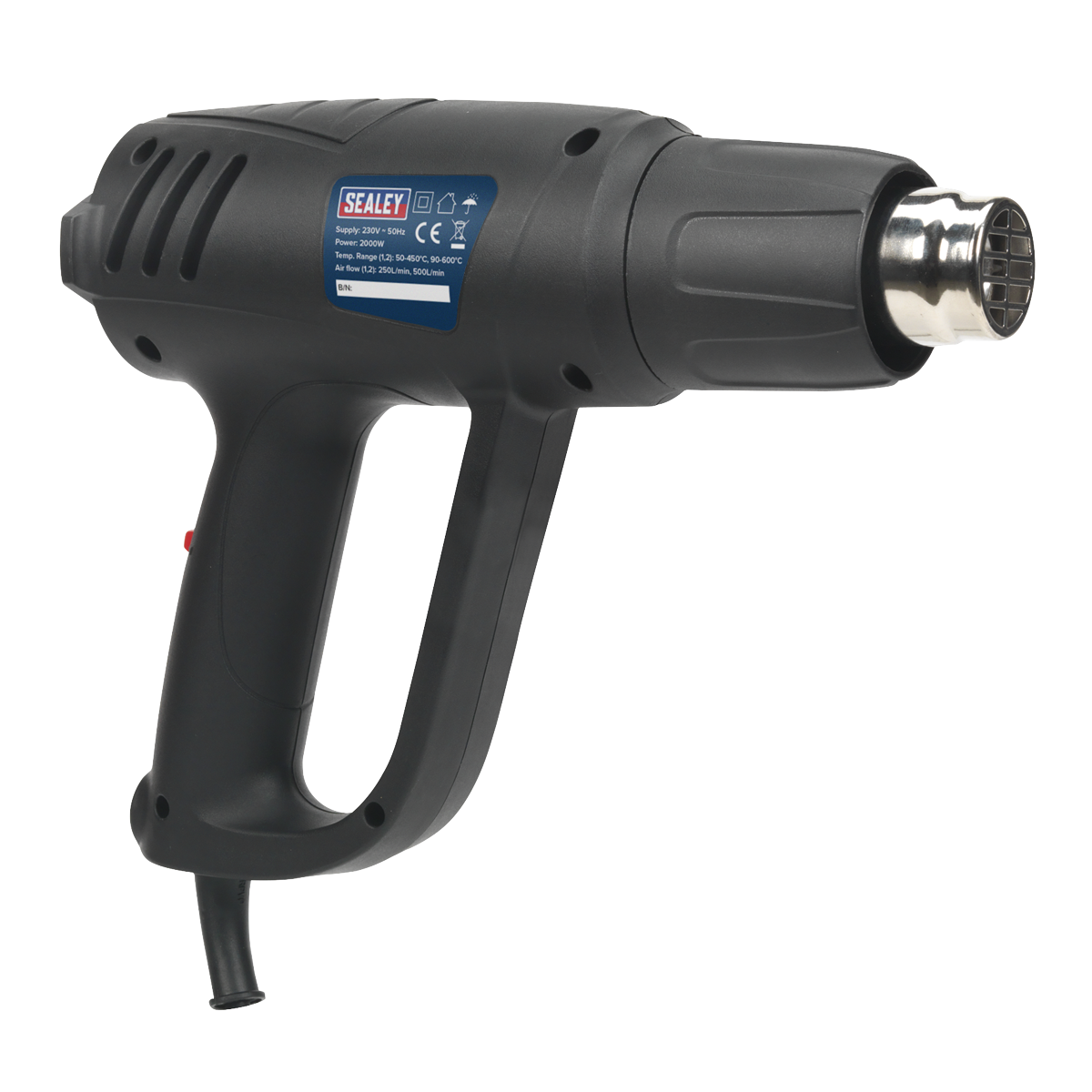 Sealey HS107K 2000W Variable Temperature Heat Gun Kit 50-450°C/90-600°C
