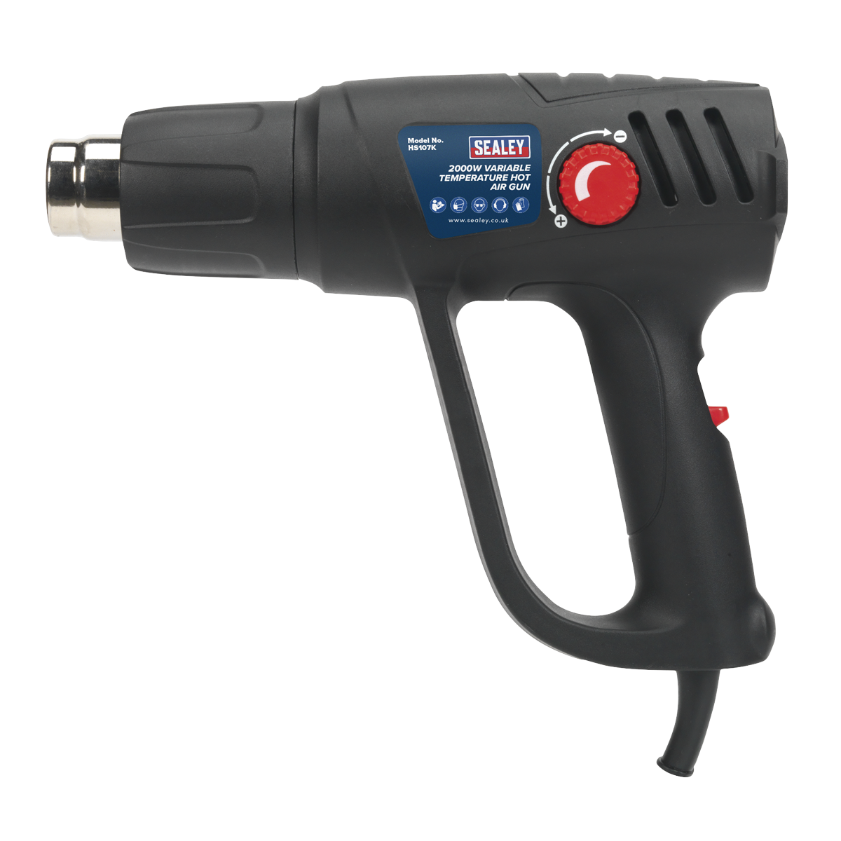 Sealey HS107K 2000W Variable Temperature Heat Gun Kit 50-450°C/90-600°C