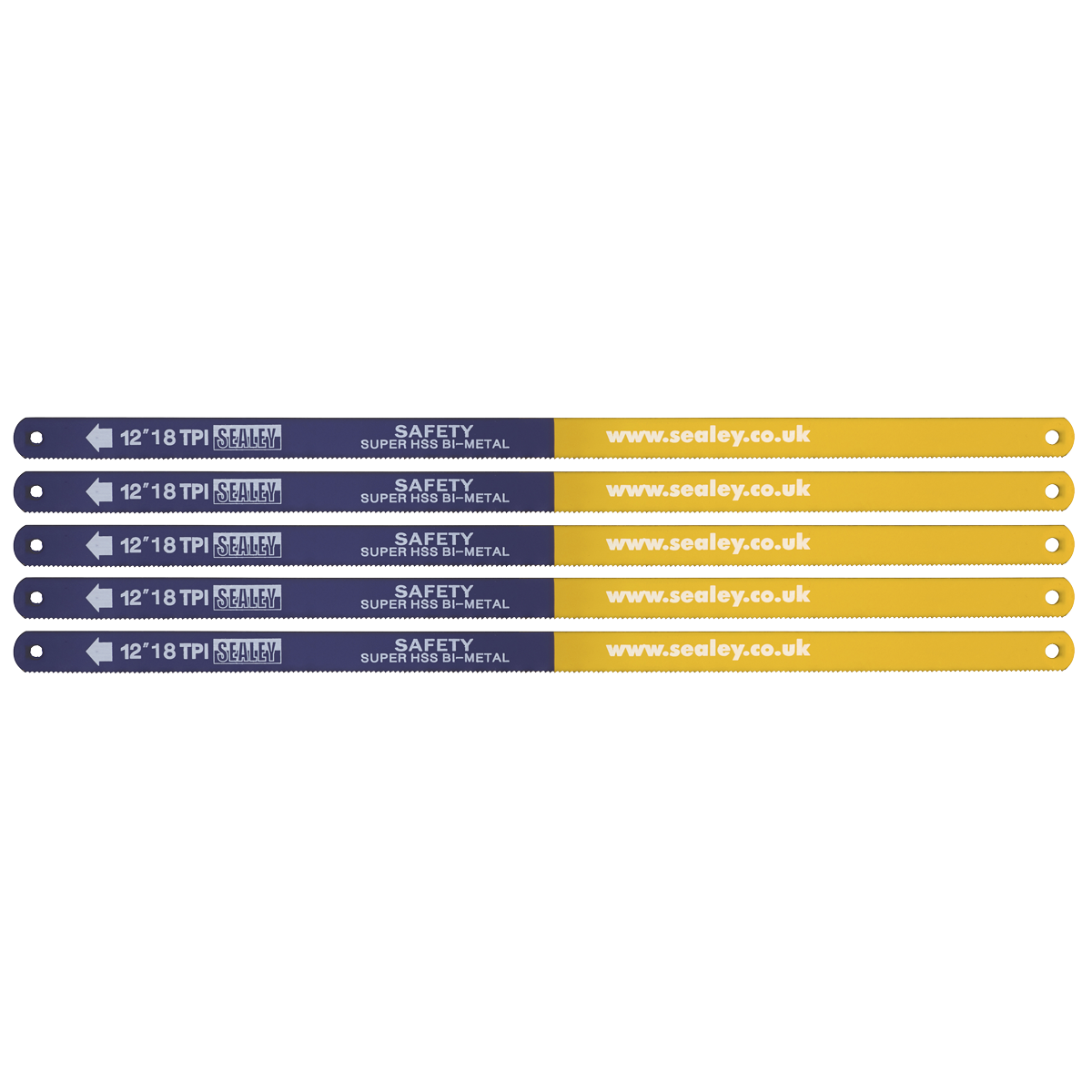 Sealey HSB0518 HSS Bi-Metal Hacksaw Blade 18tpi 300mm - Pack of 5
