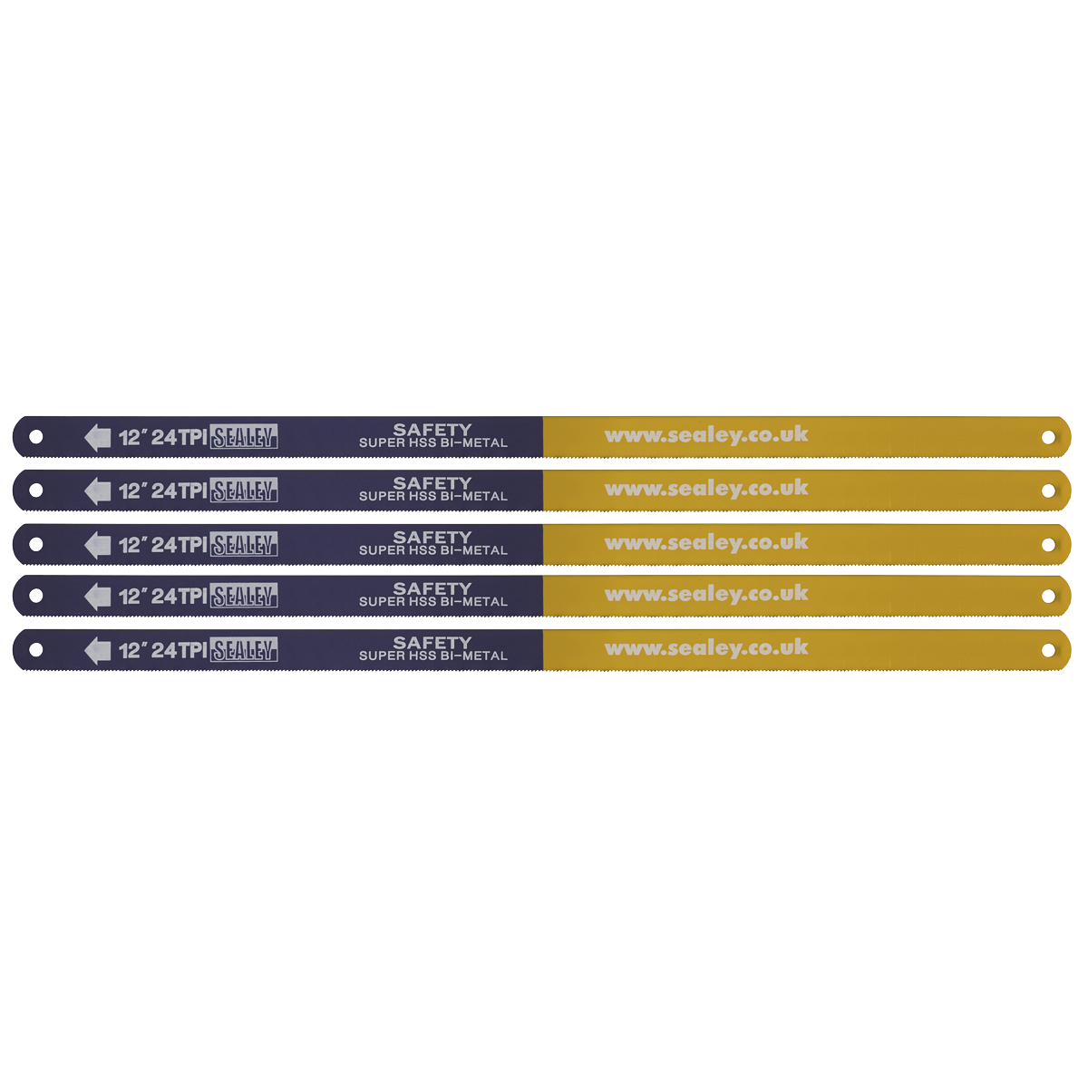 Sealey HSB0524 HSS Bi-Metal Hacksaw Blade 24tpi 300mm - Pack of 5