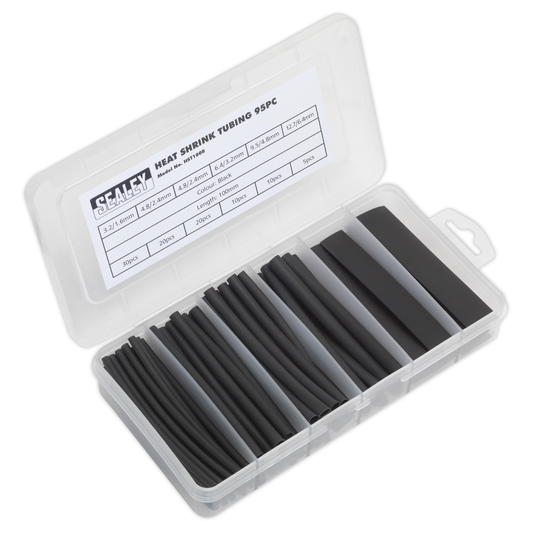 Sealey HST100B Heat Shrink Tubing Assortment 100mm 95pc - Black
