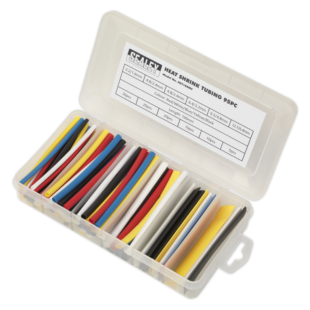Sealey HST100MC Heat Shrink Tubing Assortment 100mm 95pc - Mixed Colours