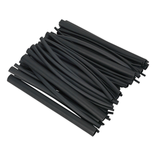Sealey HSTAL72B Adhesive Lined Heat Shrink Tubing Assortment 200mm 72pc - Black