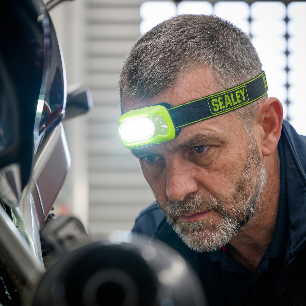 Sealey HT08RR Rechargeable Head Torch with Auto-Sensor 8W COB LED - Red