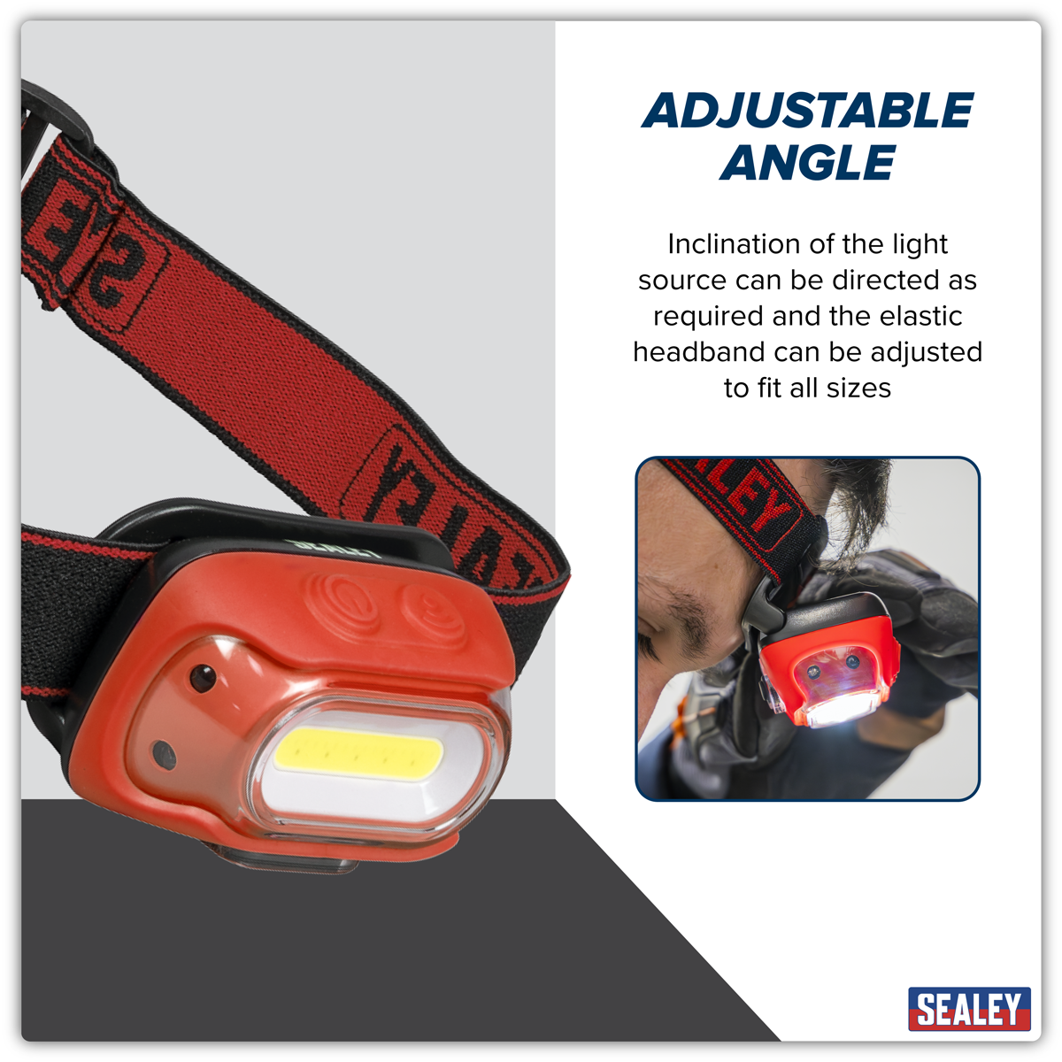 Sealey HT08R Rechargeable Head Torch with Auto-Sensor 8W COB LED