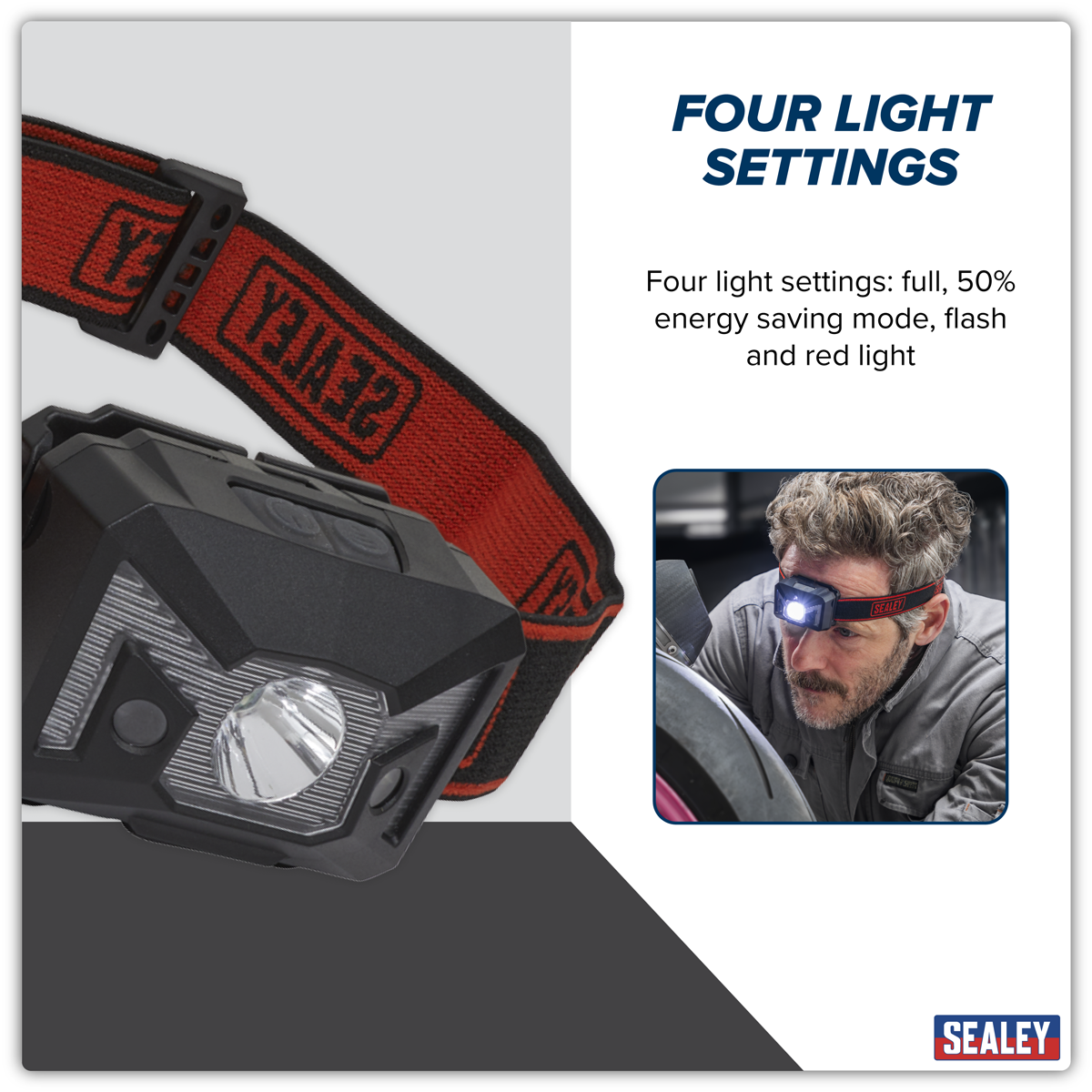 Sealey HT102R Rechargeable Head Torch with Auto-Sensor 3W SMD LED