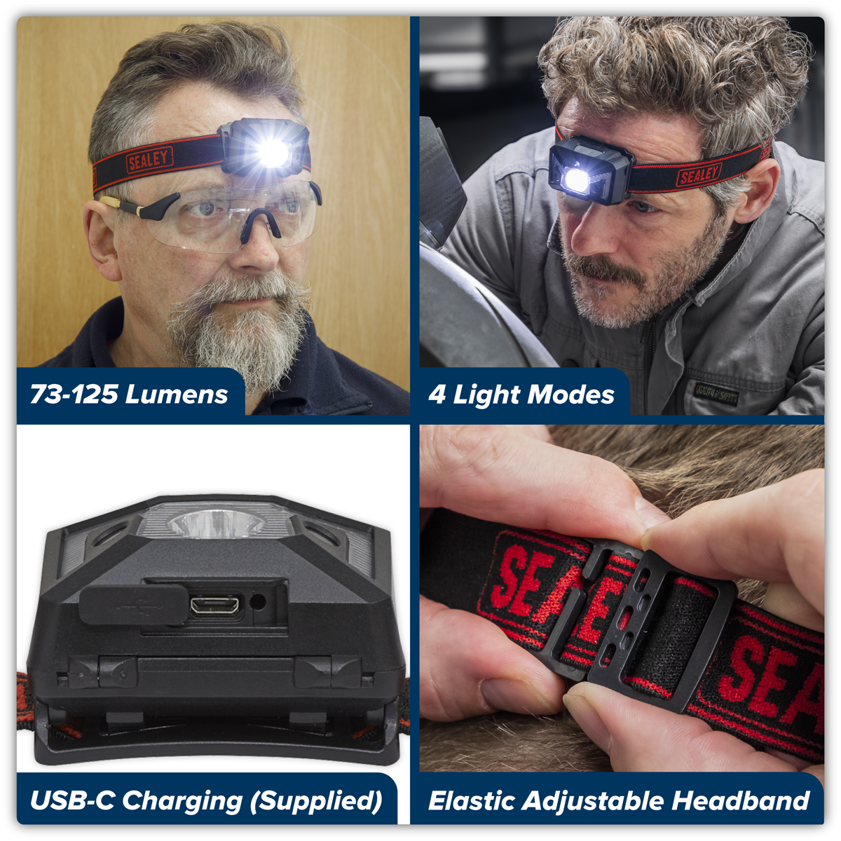 Sealey HT102R Rechargeable Head Torch with Auto-Sensor 3W SMD LED