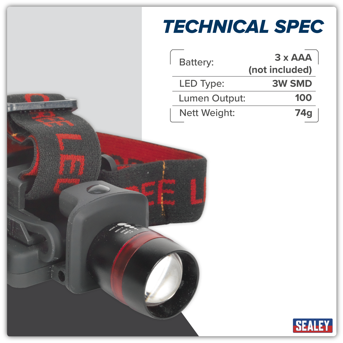 Sealey HT103LED Head & Hat Torch 3W SMD LED