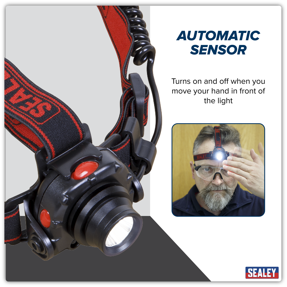 Sealey HT106LED Head & Hat Torch with Auto-Sensor 3W SMD LED