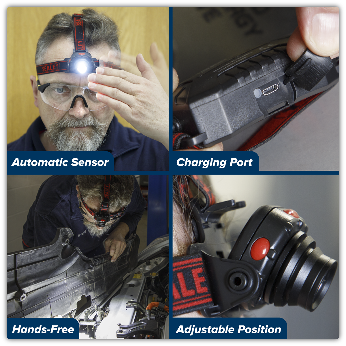 Sealey HT106LED Head & Hat Torch with Auto-Sensor 3W SMD LED