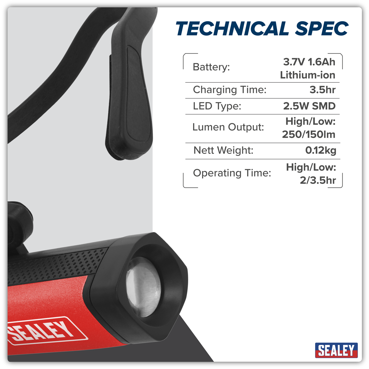 Sealey HT301R Rechargeable Head Torch 2.5W SMD LED