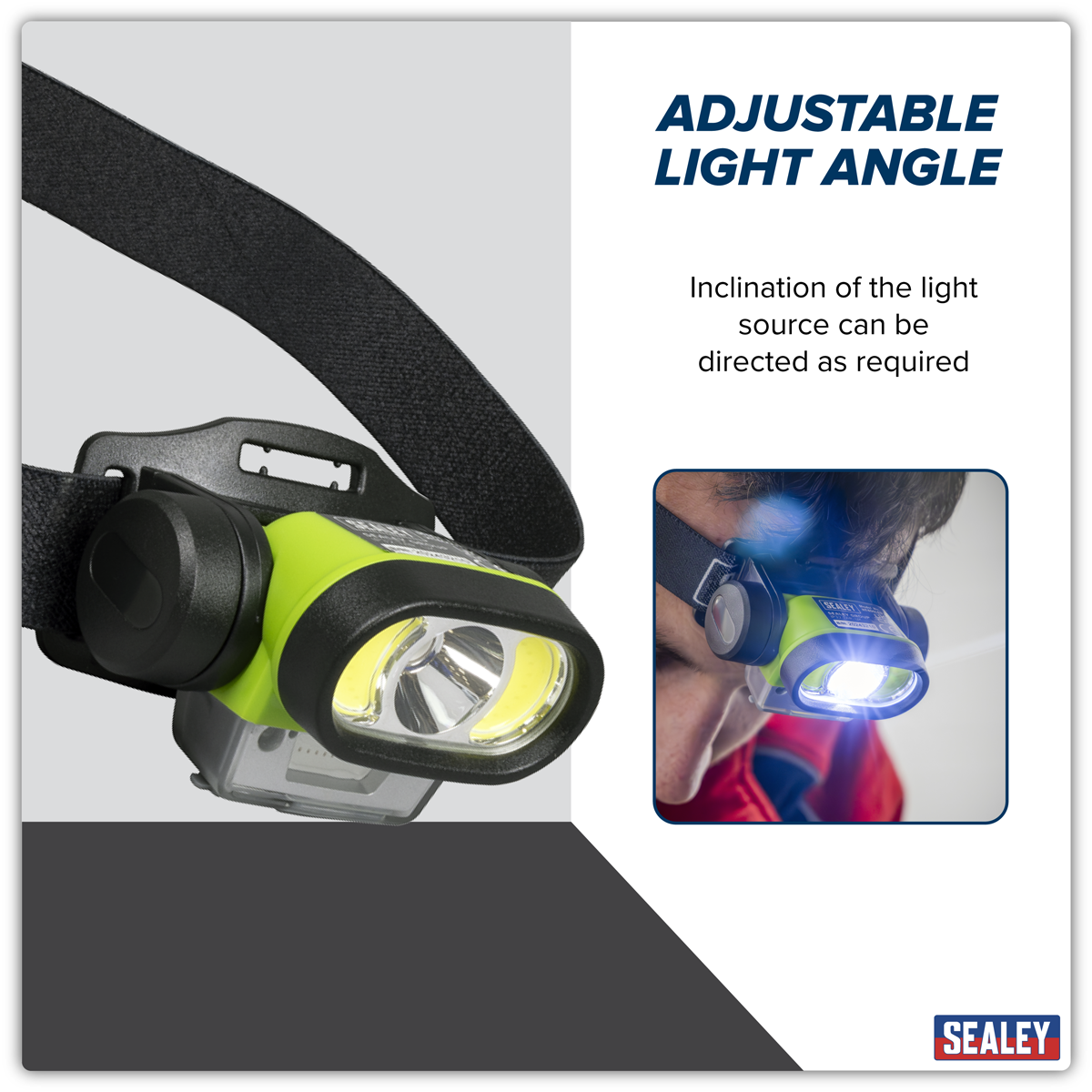 Sealey HT400LED Rechargeable Head Torch with Auto-Sensor 5W & 3W COB LED