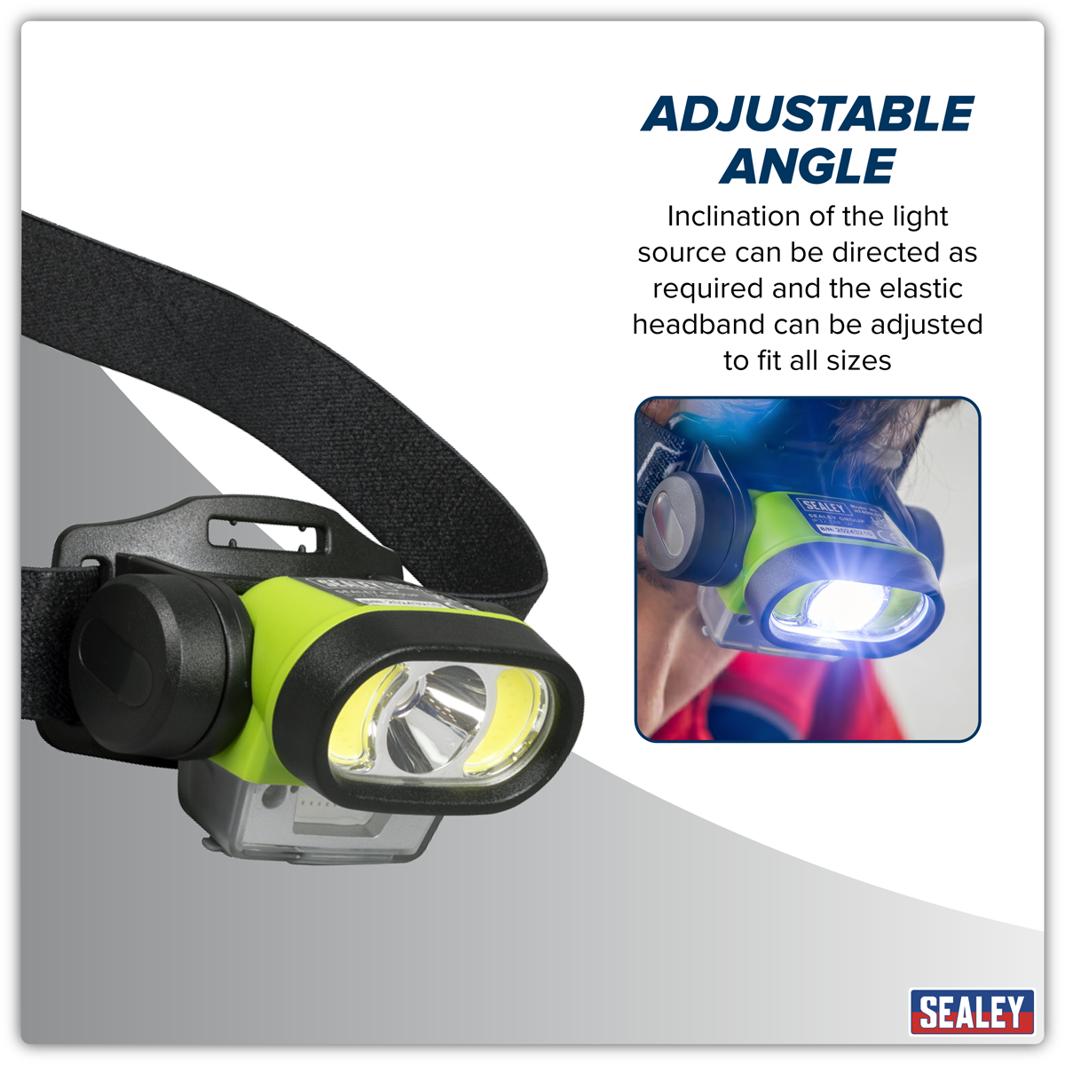 Sealey HT400LED Rechargeable Head Torch with Auto-Sensor 5W & 3W COB LED