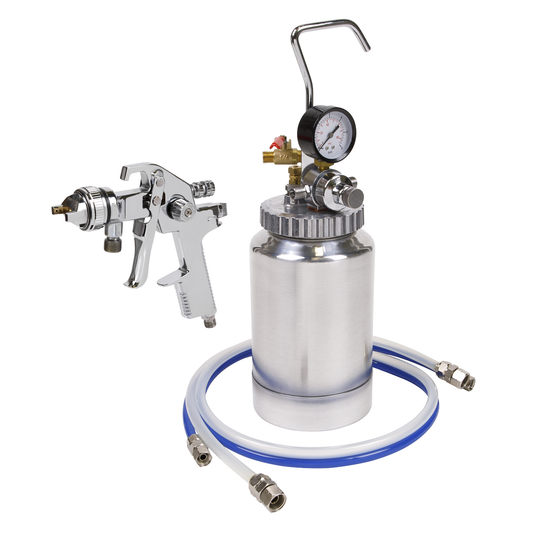 Sealey HVLP-79/P HVLP Pressure Pot System with Spray Gun & Hoses 1.7mm Set-Up