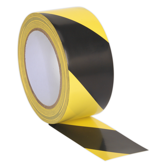 Sealey HWTBY Hazard Warning Tape 50mm x 33m - Black/Yellow