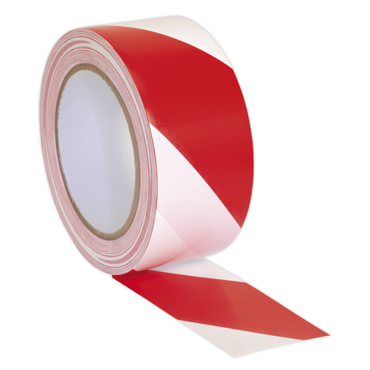 Sealey HWTRW Hazard Warning Tape 50mm x 33m - Red/White