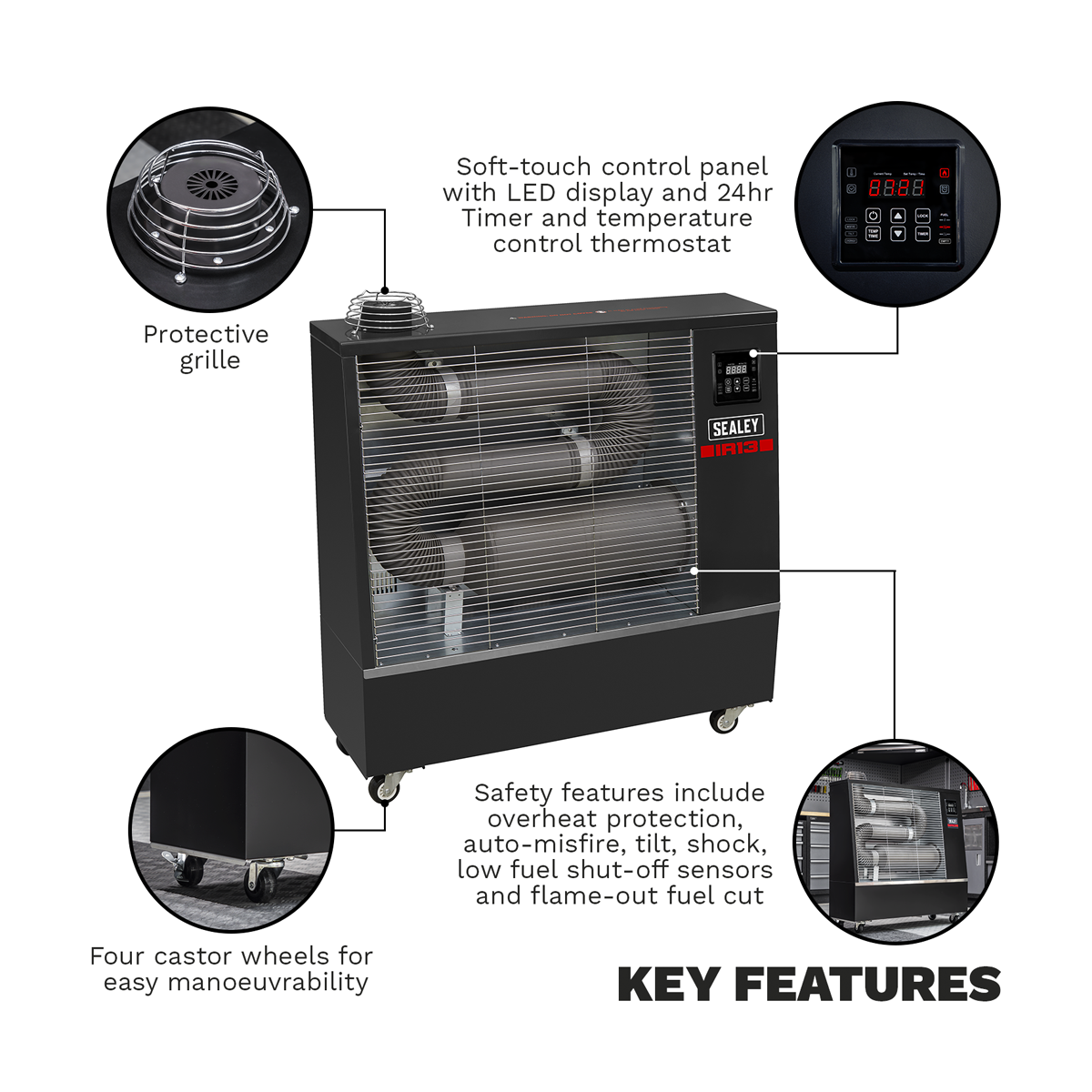 Sealey IR13 Industrial Infrared Diesel Heater 13kW