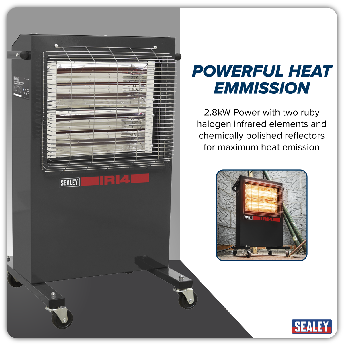Sealey IR14 Infrared Cabinet Heater 1.4/2.8kW 230V