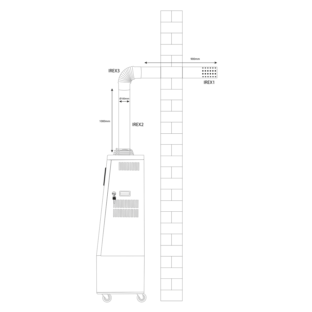 Sealey IREX3 Stainless Steel Exhaust/Flue 90° Bend for IR13/IR16 100mm